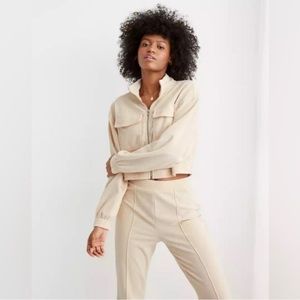 Aerie Groove On Velour Full Zip Sweatshirt Jacket